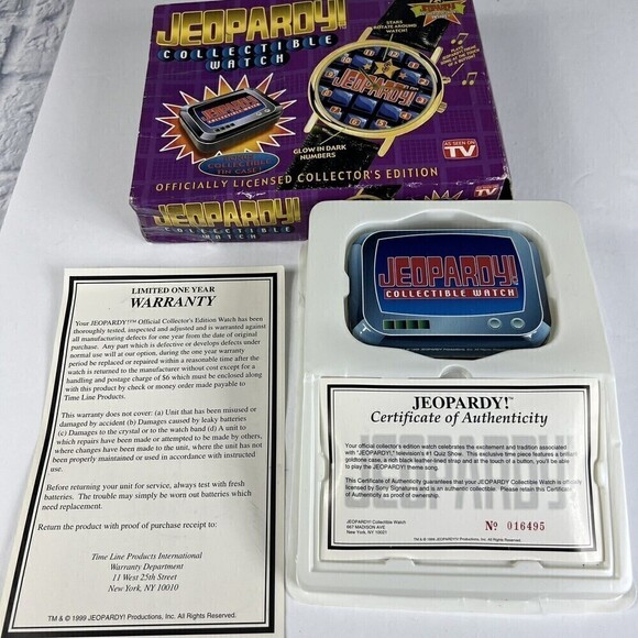 Jeopardy Game Show Collectible Watch includes All Pieces UnUsed Minor Box Damage - Picture 6 of 7
